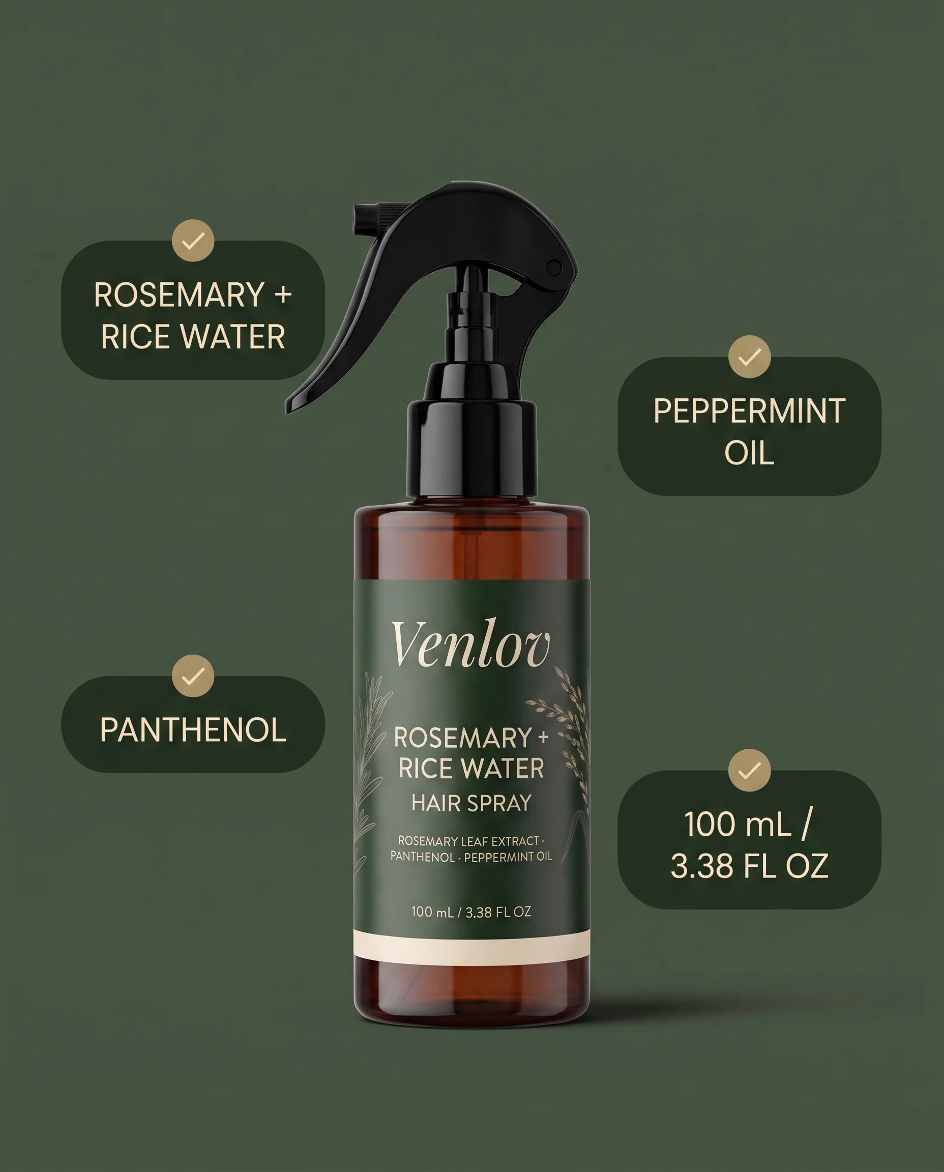 Venlov Root Ritual Rosemary Water + Rice Water Scalp & Hair Mist+